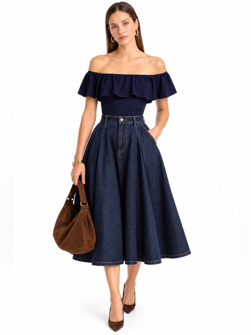 J.Crew Off-Shoulder ruffle bodysuit in navy